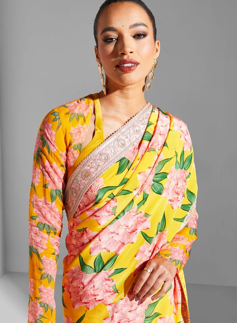 masaba Floral Print Saree