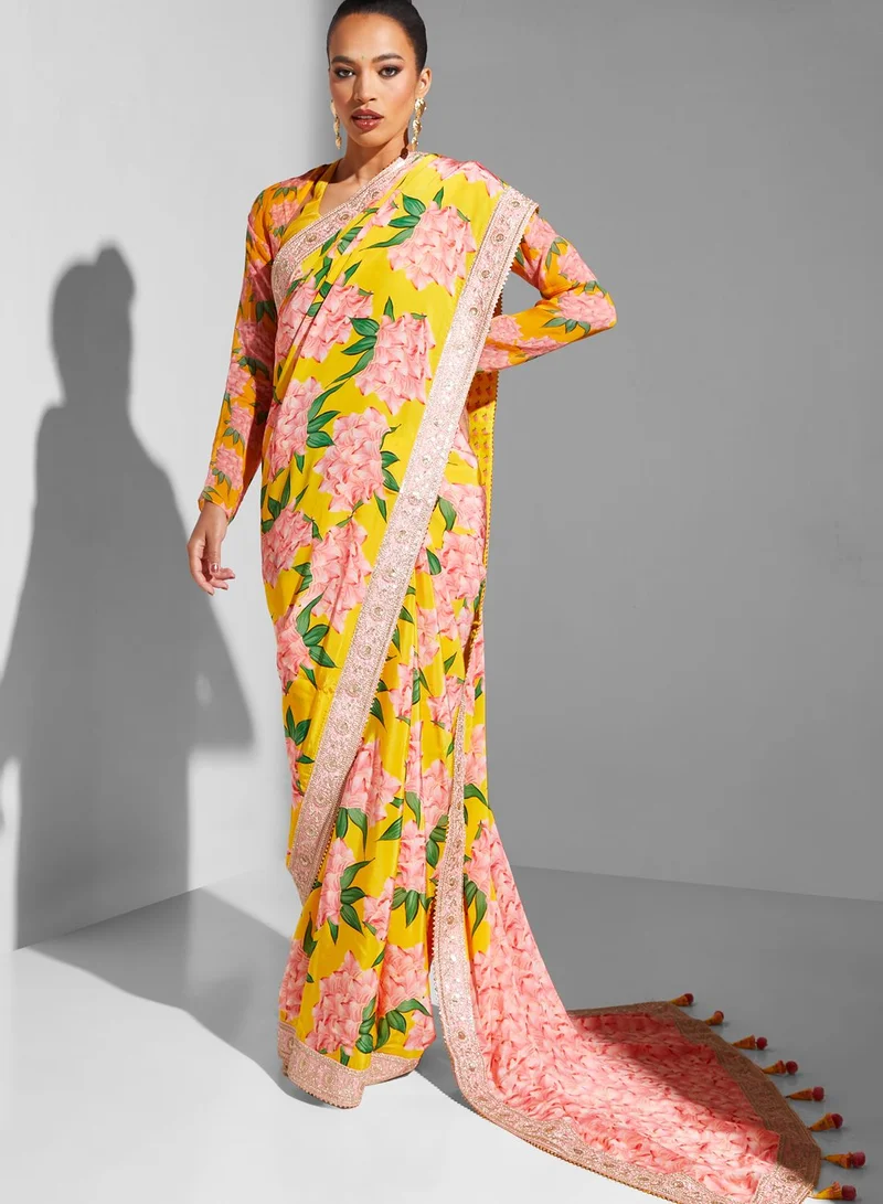 masaba Floral Print Saree