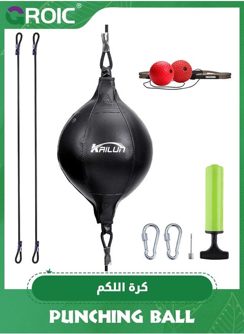 Double End Punching Bag Boxing Striking for Training,Speed Bag with Difficulty Levels Boxing Reflex Ball with Headband,Perfect for Reaction, Agility, and Hand Eye Coordination Training