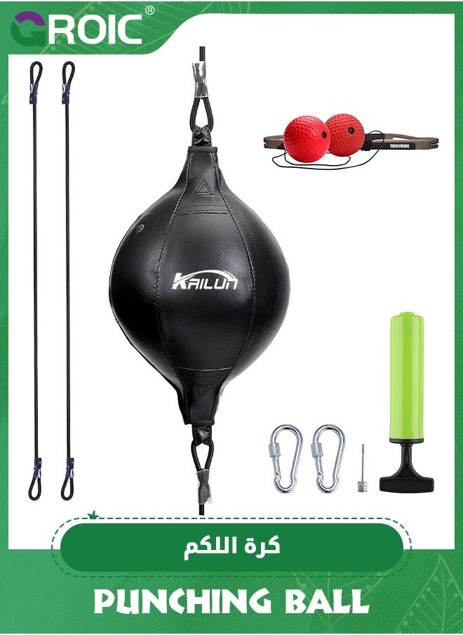 GROIC - Double End Punching Bag Boxing Striking for Training,Speed Bag with Difficulty Levels Boxing Reflex Ball with Headband,Perfect for Reaction, Agility, and Hand Eye Coordination Training - Image 1