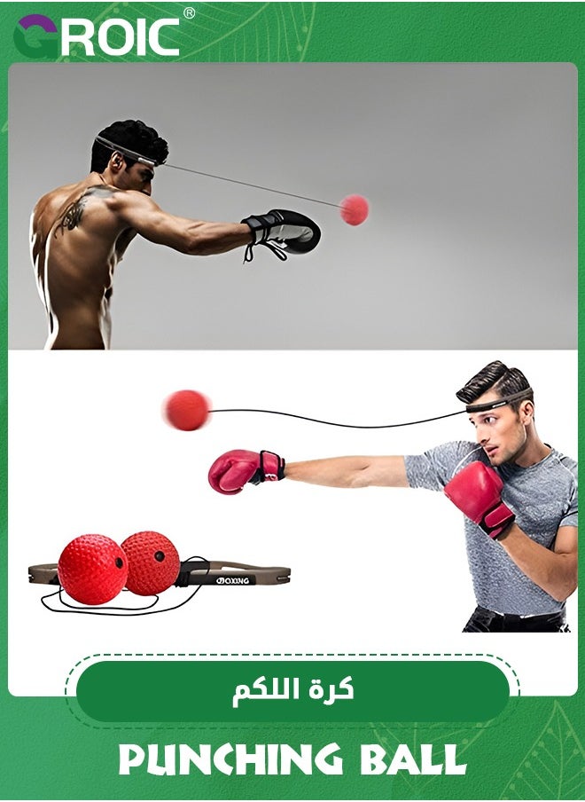 GROIC - Double End Punching Bag Boxing Striking for Training,Speed Bag with Difficulty Levels Boxing Reflex Ball with Headband,Perfect for Reaction, Agility, and Hand Eye Coordination Training - Image 1