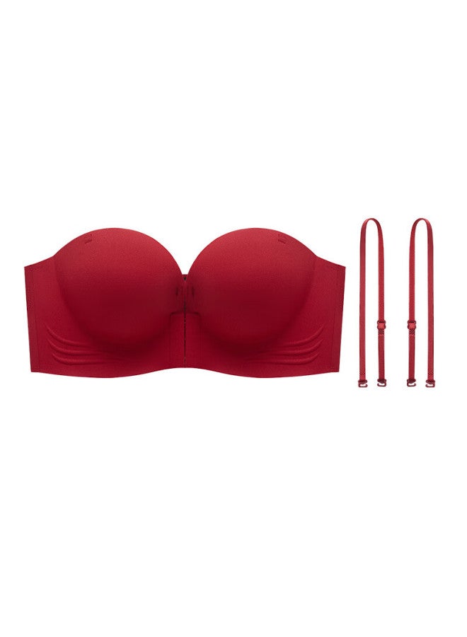 Molatoire Red Bra For Small Push-up, Enhancing, Wedding Dress, Zodiac Year, Front Closure, Strapless, Seamless Invisible Bra