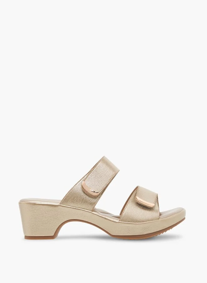 Flora Bella By Shoexpress Women's Textured Slip-On Sandals with Block Heels