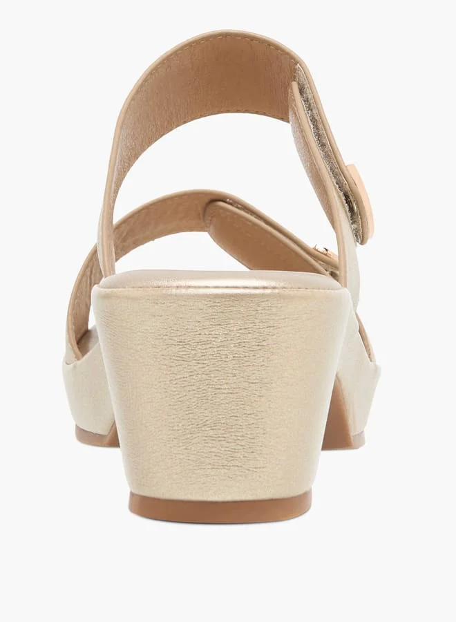 Flora Bella By Shoexpress Women's Textured Slip-On Sandals with Block Heels