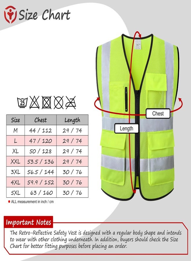 ASIPHITU Safety Vest for Men Women High Visibility Vest with Construction Pockets and zipper front Hi Vis Security Vest with Reflective Strips Meets ANSI/ISEA Standard (173-Yellow-M) - Image 4