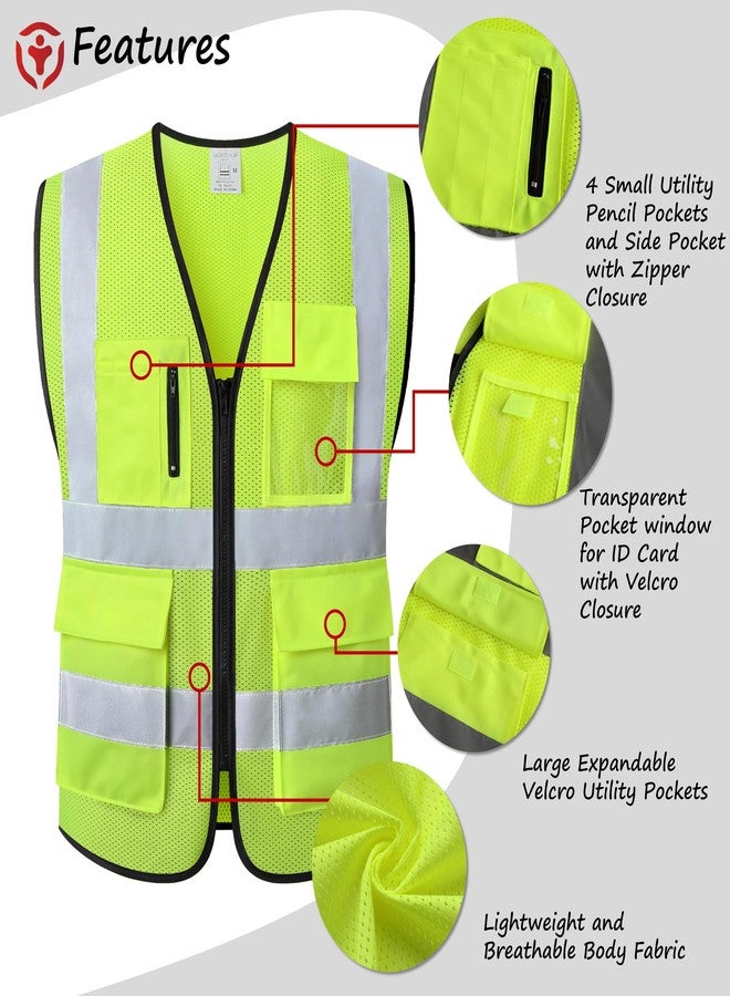 ASIPHITU Safety Vest for Men Women High Visibility Vest with Construction Pockets and zipper front Hi Vis Security Vest with Reflective Strips Meets ANSI/ISEA Standard (173-Yellow-M) - Image 5