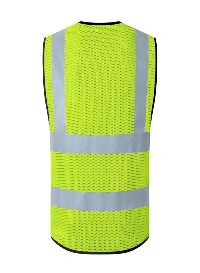 ASIPHITU Safety Vest for Men Women High Visibility Vest with Construction Pockets and zipper front Hi Vis Security Vest with Reflective Strips Meets ANSI/ISEA Standard (173-Yellow-M) - Image 2