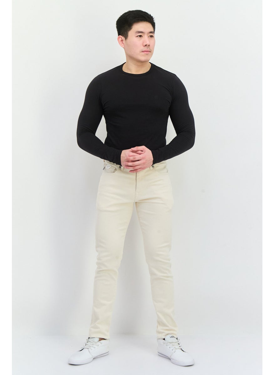 Selected Homme Men Slim Fit Solid Non Stretchable Denim Jeans, Off White  - Image 4