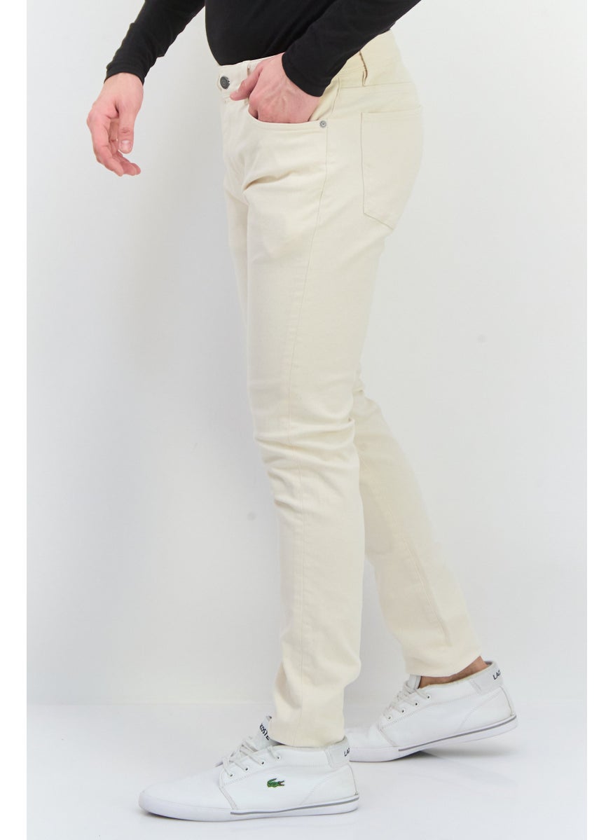 Selected Homme Men Slim Fit Solid Non Stretchable Denim Jeans, Off White  - Image 2