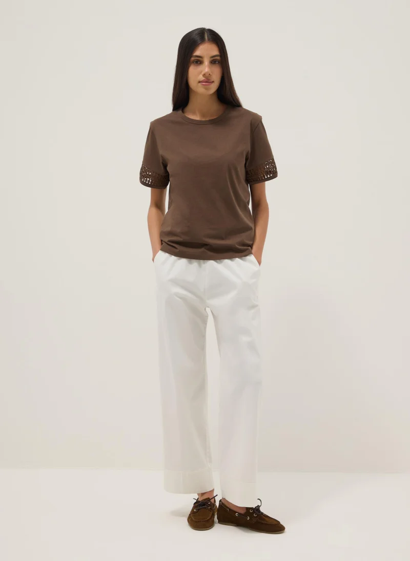 Ovs OVS Brown Pure Cotton Short-Sleeve T-Shirt