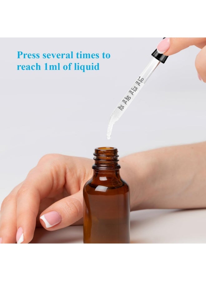 10PCS Glass Pipette with Measurement, 1ml Glass Pipette Dropper with Silicone Head, Pippets Dropper with Bent & Straight Tips, for Essential Oils, Transfer, and Dispensing of Liquids - Image 2