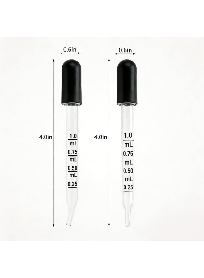 10PCS Glass Pipette with Measurement, 1ml Glass Pipette Dropper with Silicone Head, Pippets Dropper with Bent & Straight Tips, for Essential Oils, Transfer, and Dispensing of Liquids - Image 3