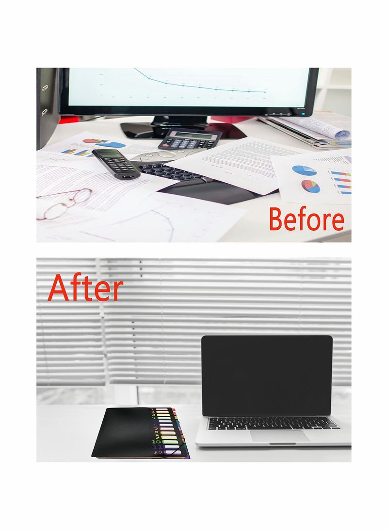 Captaintech Colored File Folders,Accordian File Organizer Black Cover with 24 Pockets, A4 Letter Size Expanding Hold 240 Sheets, with Rainbow Tabs Suitable for School Office Travel - Image 4