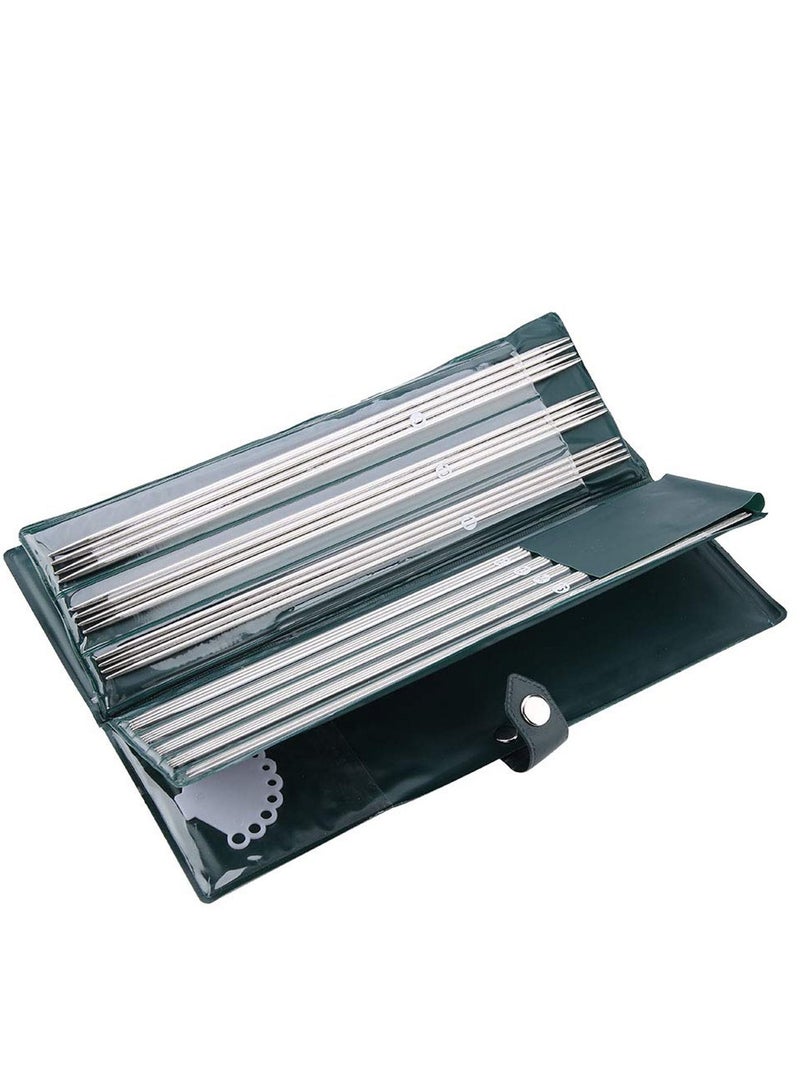 SYOSI Double Pointed Knitting Needles, 11 Sizes Stainless Steel Metal Knitting Needles Set, Beginners Straight Knitting Needles Double Pointed Knitting Needle Sets 9.8inche - Image 1