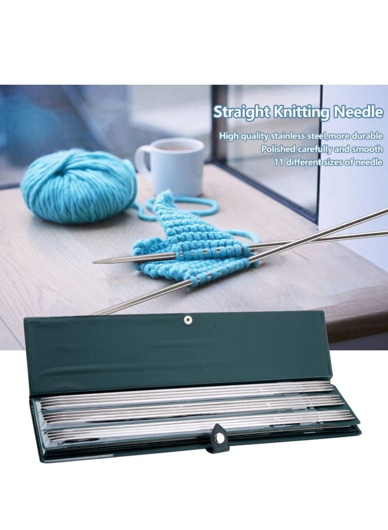 SYOSI Double Pointed Knitting Needles, 11 Sizes Stainless Steel Metal Knitting Needles Set, Beginners Straight Knitting Needles Double Pointed Knitting Needle Sets 9.8inche - Image 4