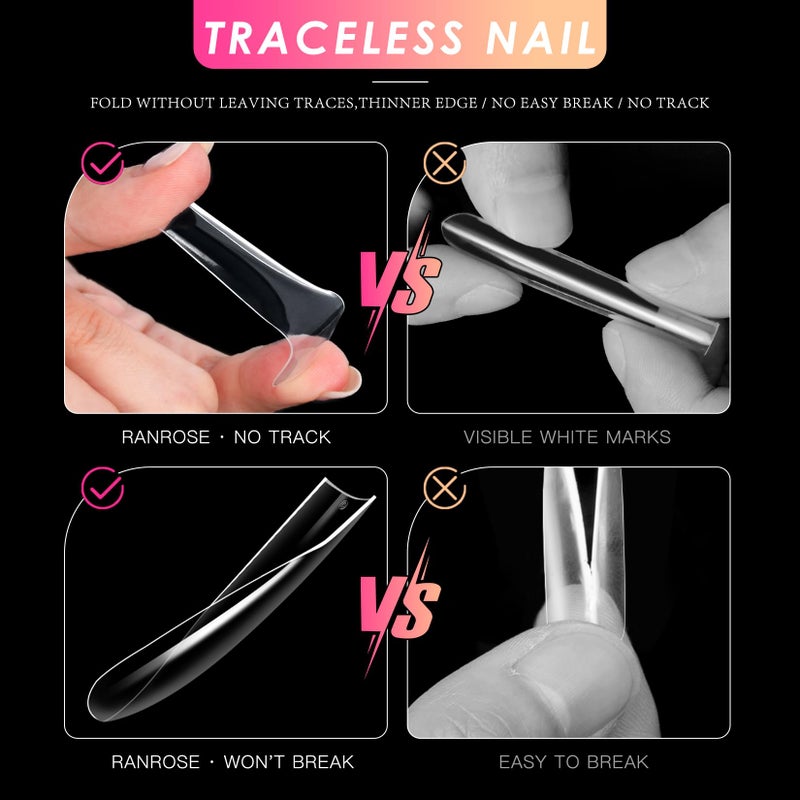 Ranrose Extra Long Nail Tips, 240PCS XXXL Long Square Acrylic Nails Full Cover Clear Long Straight Tapered Square Nail Tips 12 Sizes Pre-shaped Fake Nails for DIY Press On Nail Extensions for Women - Image 5