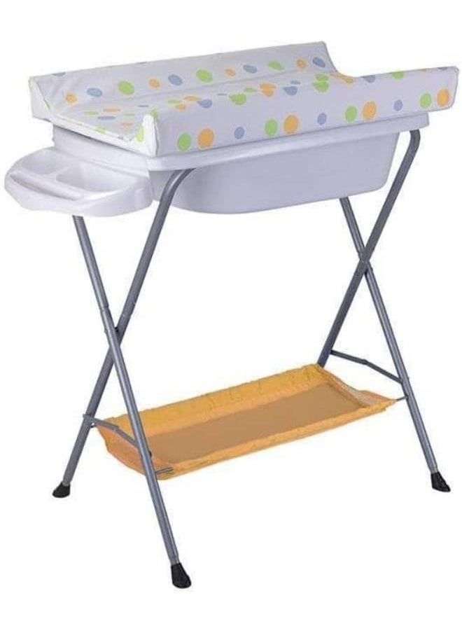 Generic Children Infant Changing Table Yellow Folding Baby Diaper Station Nursery Organizer for Newborn Toddler, 0-3 Years Old 