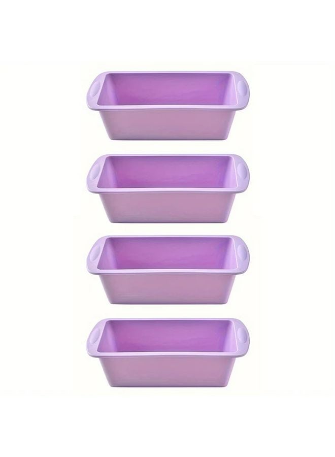 Purple Silicone Loaf Pan Set With Lids Non Stick Stackable Baking Molds - Image 1