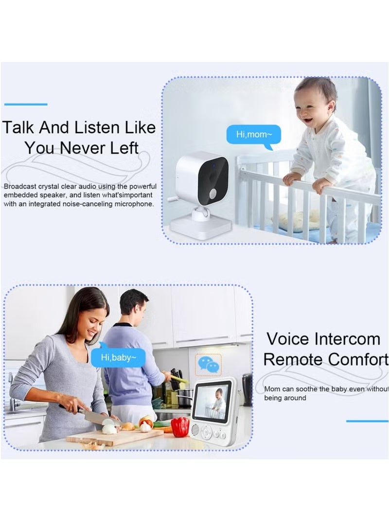 Demine Baby Monitor with Camera and Audio LCD Wireless Baby Monitor With Night Vision Two-Way Talk Baby Monitor No WiFi Nanny Security Night Vision Temperature Sleep Camera baby monitor With Night Vision, Room Temperature Monitoring High Sensitivity Microphone and Speaker with Night Light - Image 3