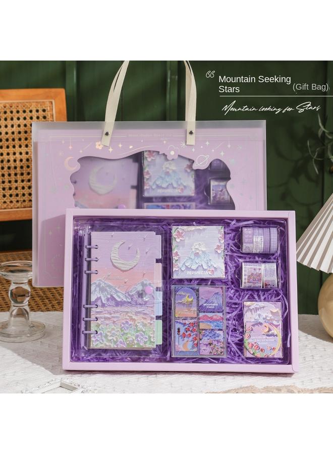 Bluejw High-value Oil Painting Hand Account Book Gift Box Suit Notebook Suit Creative Simple Ins Style Hand Account Book Stationery - Image 1