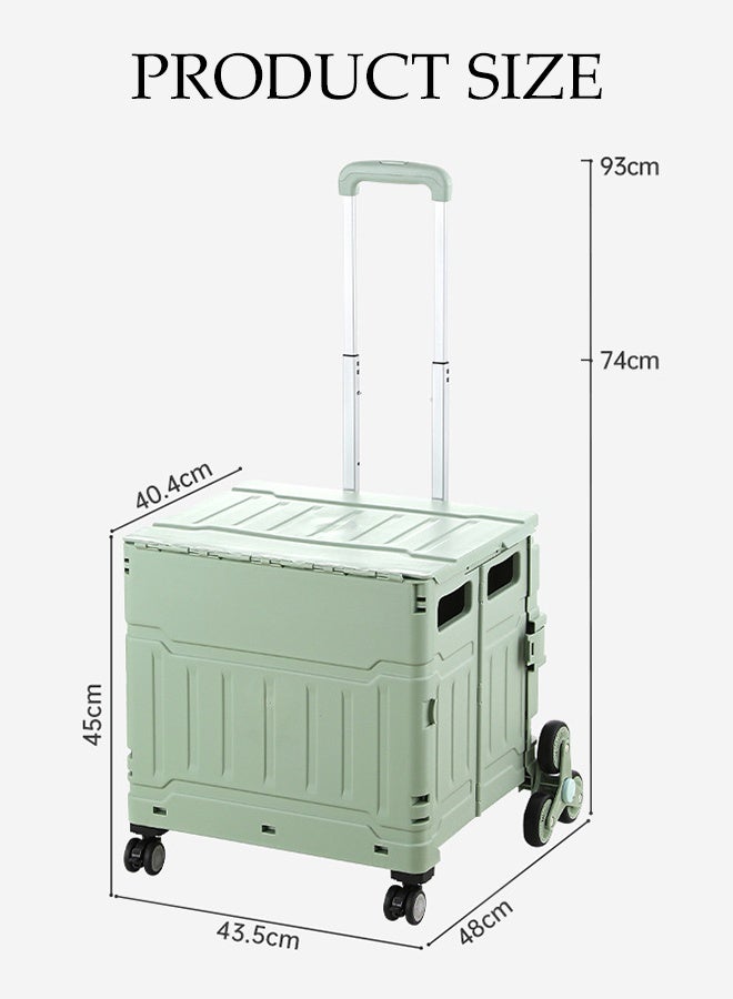 DUNISO Folding Shopping Trolley with Stair Climbing Wheels，Adjustable Height Grocery Cart with Cover，Multifunctional Storage Cart，Durable and Sturdy, For Groceries Travel Picnic Camping Office  - Image 2