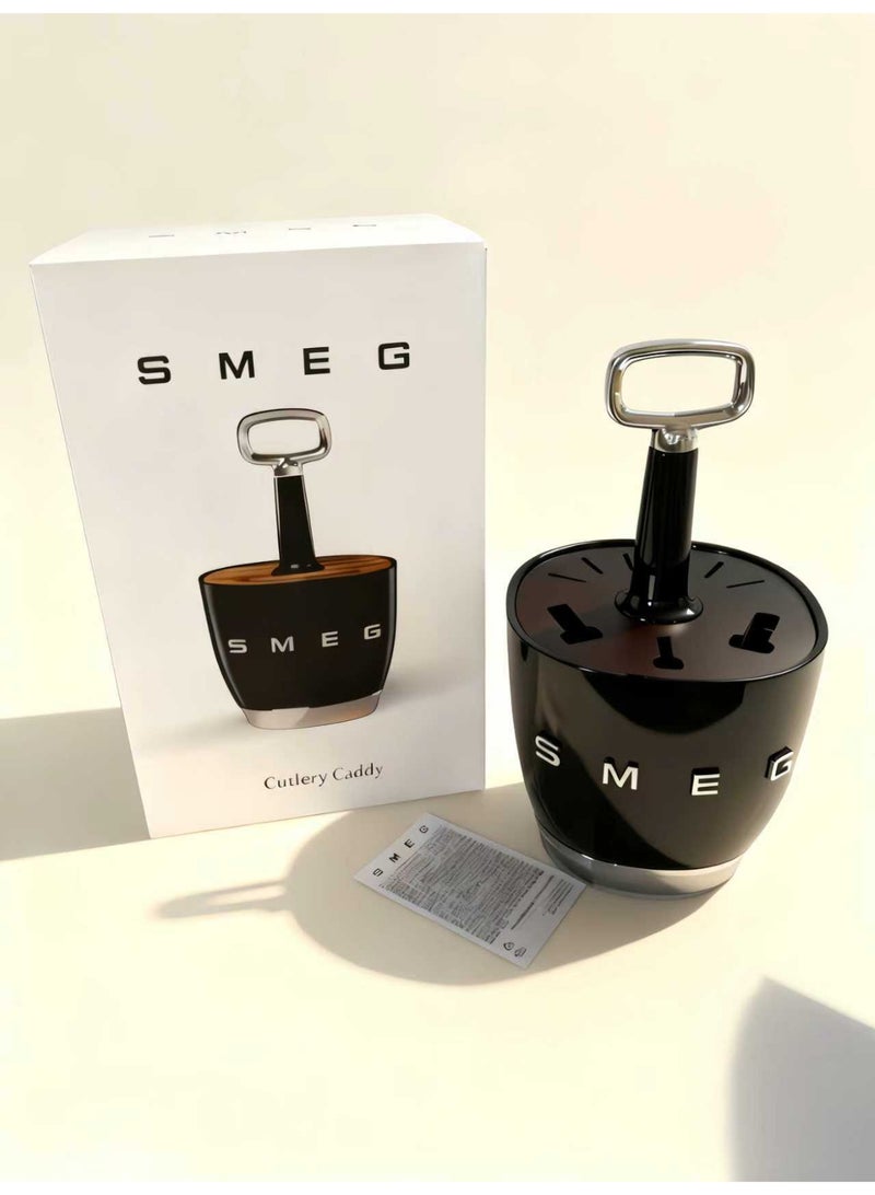 SMEG black, kitchen stainless steel tableware retro set knife, fork and spoon holder, retro stainless steel kitchen tableware set, luxury stainless steel tableware set, elegant tableware set - Image 2