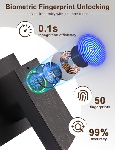Tinewa Fingerprint Door Lock Biometric Door Knob with Smart Lock Keyless Entry Door Handle with App Bedroom Office Hotel Pantry Oil Rubbed Bronze - Image 3