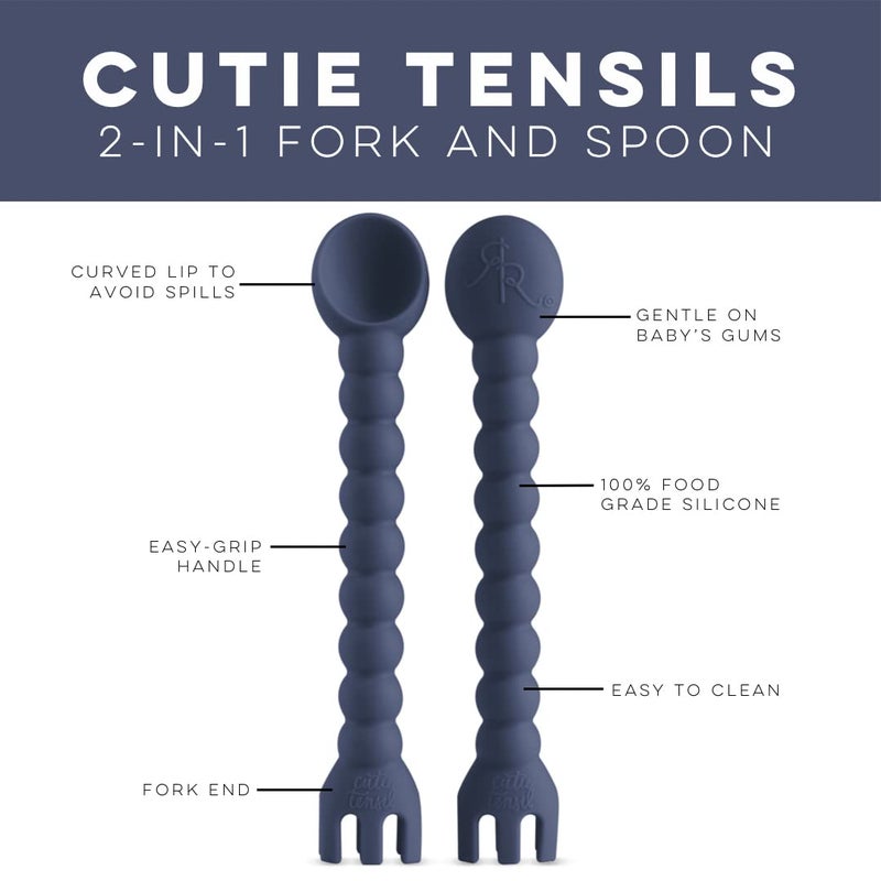 Ryan & Rose Cutie Tensils Baby Spoon And Fork [2 Pack] (Captain) - Image 2