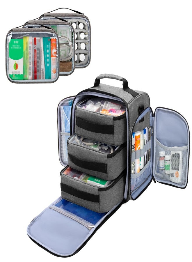 BAFASO Pill Bottle Organizer with 3 Removable Pouches, Large Medicine Bag Come with Shoulder Strap (Bag ONLY, Gray - Image 1