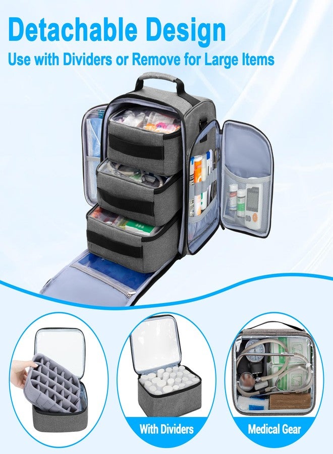 BAFASO Pill Bottle Organizer with 3 Removable Pouches, Large Medicine Bag Come with Shoulder Strap (Bag ONLY, Gray - Image 2