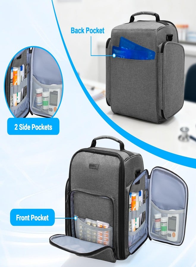 BAFASO Pill Bottle Organizer with 3 Removable Pouches, Large Medicine Bag Come with Shoulder Strap (Bag ONLY, Gray - Image 3