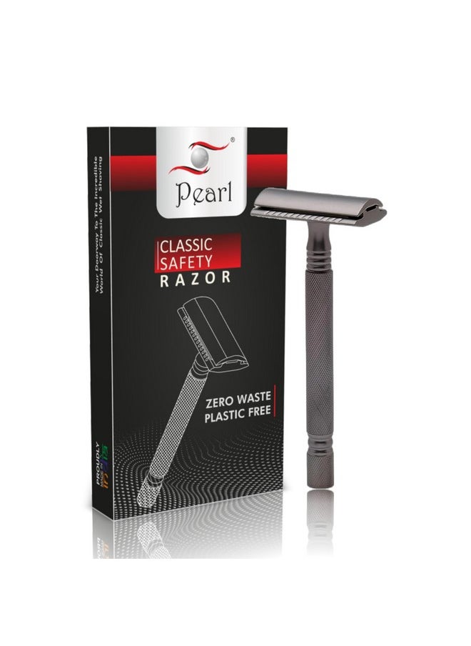 PEARL - Pearl Shaving Double Edge Safety Razor (Graphite Black) - Best Shaving Razors for Men | Classic & Traditional shaving Kit for Men | Premium blade razors for Christmas Gift Option - Image 1