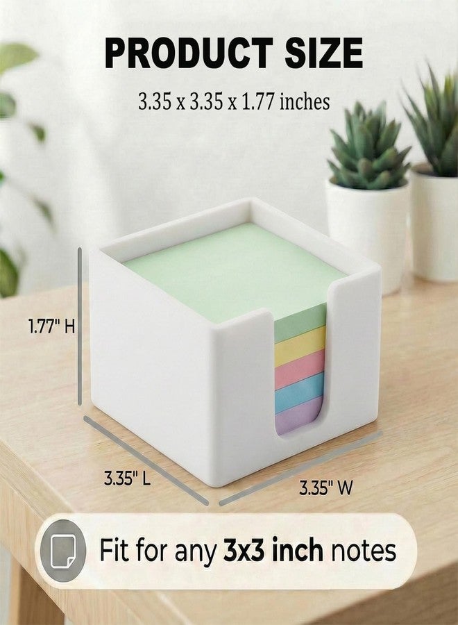 MXOAZNE Silicone Sticky Note Holder for Desk - Modern 3x3 Inch Memo Pad Dispenser Post Note Holder, Minimalist Desk Storage Organizer for Office, Home, and School, White - Image 4
