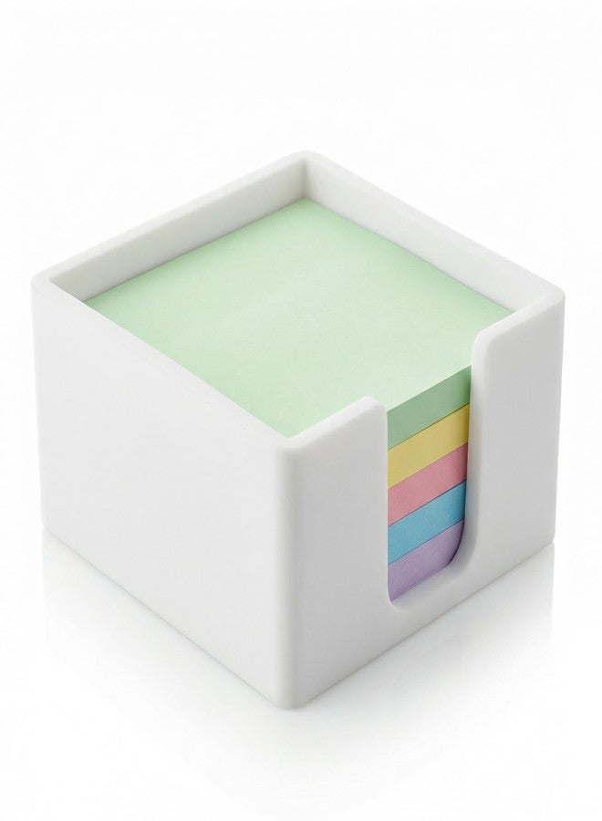 MXOAZNE Silicone Sticky Note Holder for Desk - Modern 3x3 Inch Memo Pad Dispenser Post Note Holder, Minimalist Desk Storage Organizer for Office, Home, and School, White - Image 1