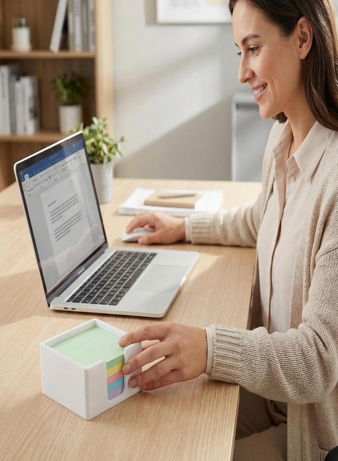 MXOAZNE Silicone Sticky Note Holder for Desk - Modern 3x3 Inch Memo Pad Dispenser Post Note Holder, Minimalist Desk Storage Organizer for Office, Home, and School, White - Image 2