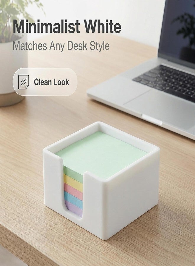 MXOAZNE Silicone Sticky Note Holder for Desk - Modern 3x3 Inch Memo Pad Dispenser Post Note Holder, Minimalist Desk Storage Organizer for Office, Home, and School, White - Image 5