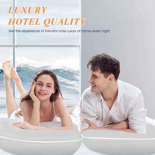 MZOIMZO Bed Pillows for Sleeping- Standard Size, Set of 2, Cooling Hotel Quality with Premium Soft Down Alternative Fill for Back, Stomach or Side Sleepers, 43x66CM, Light Grey - Image 5
