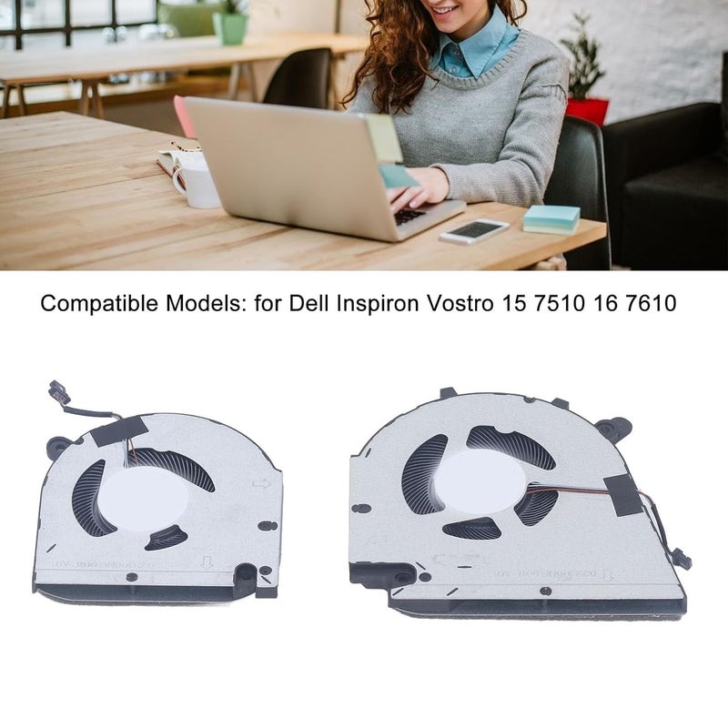 Sanpyl Laptop Cooling Fan for Dell Inspiron Vostro 15 7510 16 7610 Laptop, CPU GPU Cooling Fan, 4 Pin Power Connector Notebook Internal Cooling Fan (CPU GPU) - Image 2
