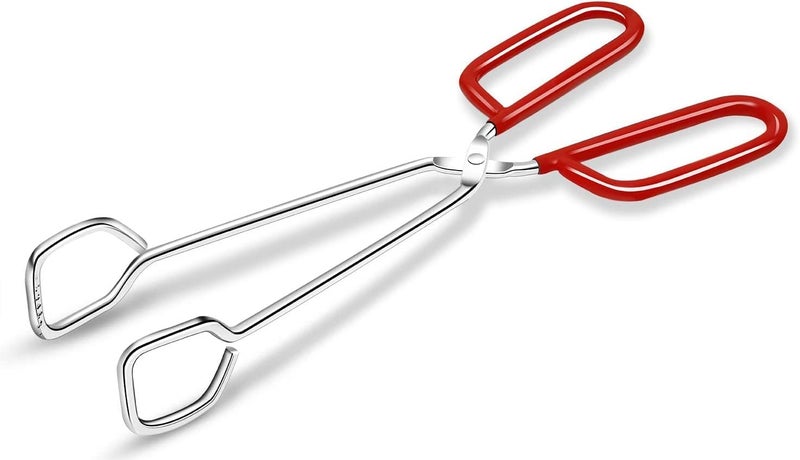 Hiash 10-Inch Heavy Duty Stainless Steel Kitchen Tongs - Non-Slip Comfortable Red Grip, Scissor Design, Heat Resistant for BBQ and Cooking - Image 1