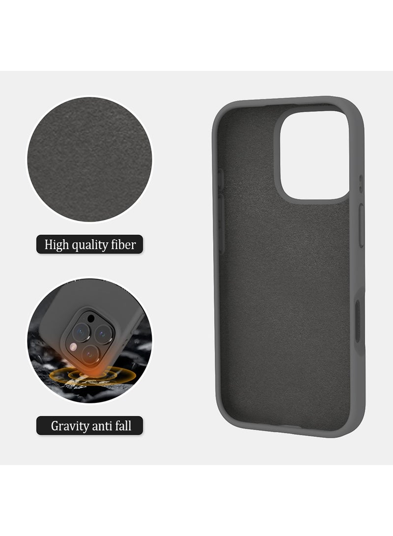iPhone 16 Pro Max Case, Upgraded Premium Silicone Back Cover, [Camera Protection] [Soft Anti-Scratch Microfiber Lining] Shockproof Phone Cover Lightweight, Smooth Finish Grey - Image 4