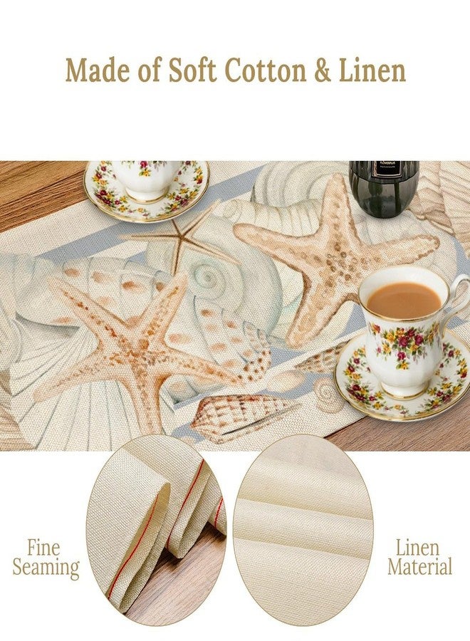KANEPE Sea Table Runner Watercolor Beige Shells Starfish Decor for Indoor Outdoor Party Dinner Festival Farmhouse Holiday Dining Room Home Kitchen Restaurant, 13x60in - Image 3