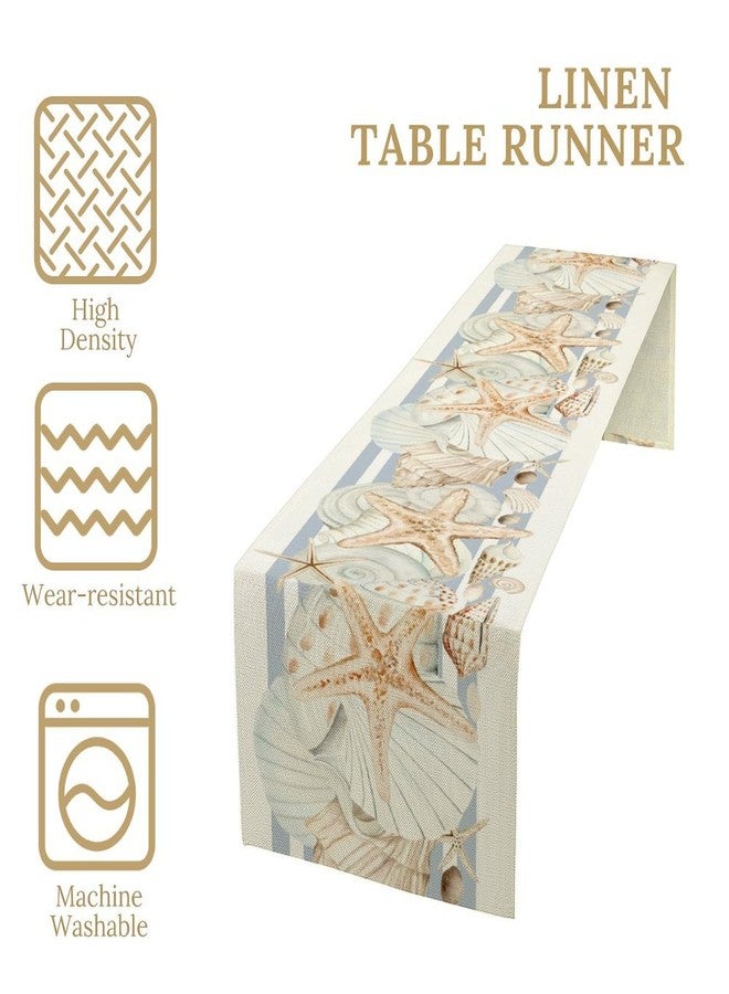 KANEPE Sea Table Runner Watercolor Beige Shells Starfish Decor for Indoor Outdoor Party Dinner Festival Farmhouse Holiday Dining Room Home Kitchen Restaurant, 13x60in - Image 5