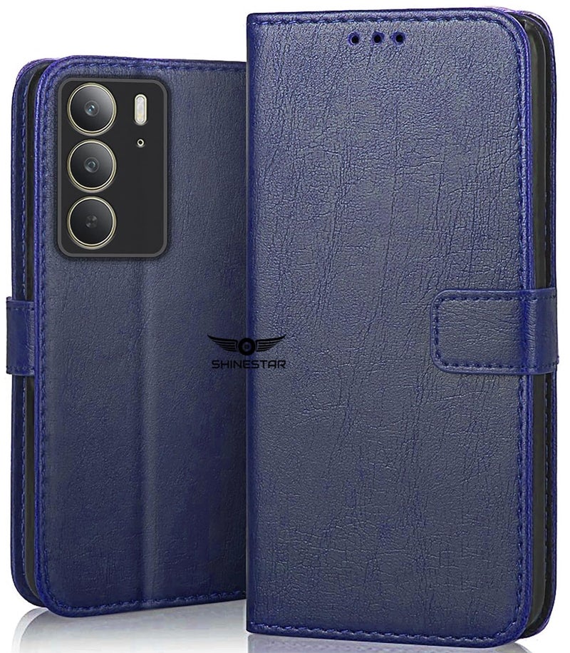 SHINESTAR Realme C73 5G / Realme C75 5G Flip Back Cover | PU Leather Flip Cover Wallet Case with TPU Silicone Case Back Cover for Realme C73 5G / Realme C75 5G - Ultimate Blue - Image 1