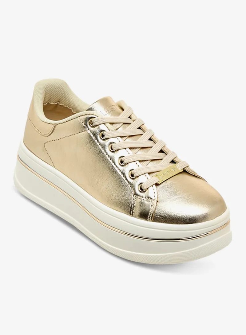 Celeste Women's Metallic Ankle Sneakers with Lace-Up Closure