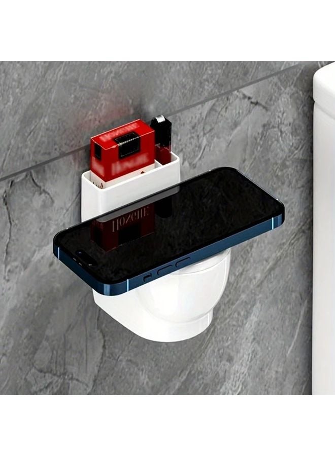 مطفأة سجائر فضية على شكل مرحاض بغطاء، حاوية رماد معدنية بلاستيكية قابلة للتعليق على الحائط - Image 5