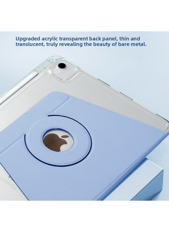 Generic - For Apple IPadAir4/5 Magnetic Tablet Protective Case Pro11 Split 9 Generation 10 Generation Rotating Book Leather Case Suitable-Color:White Ice Blue [magnetic Ring Book/transparent]]-Applicable Model:iPad Air/Air2(9.7-inch) [acrylic 2.0]] - Image 1