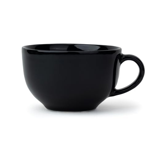 Shay Large Ceramic Coffee Cup, 1pc, Full Black, 320ml | Cappuccino Cup | Glossy Finish | Premium Porcelain Coffee Mug | Microwave Safe (XL Cuppa 1pc - Full Black) - Image 1