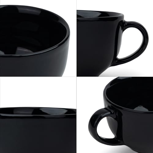 Shay Large Ceramic Coffee Cup, 1pc, Full Black, 320ml | Cappuccino Cup | Glossy Finish | Premium Porcelain Coffee Mug | Microwave Safe (XL Cuppa 1pc - Full Black) - Image 4