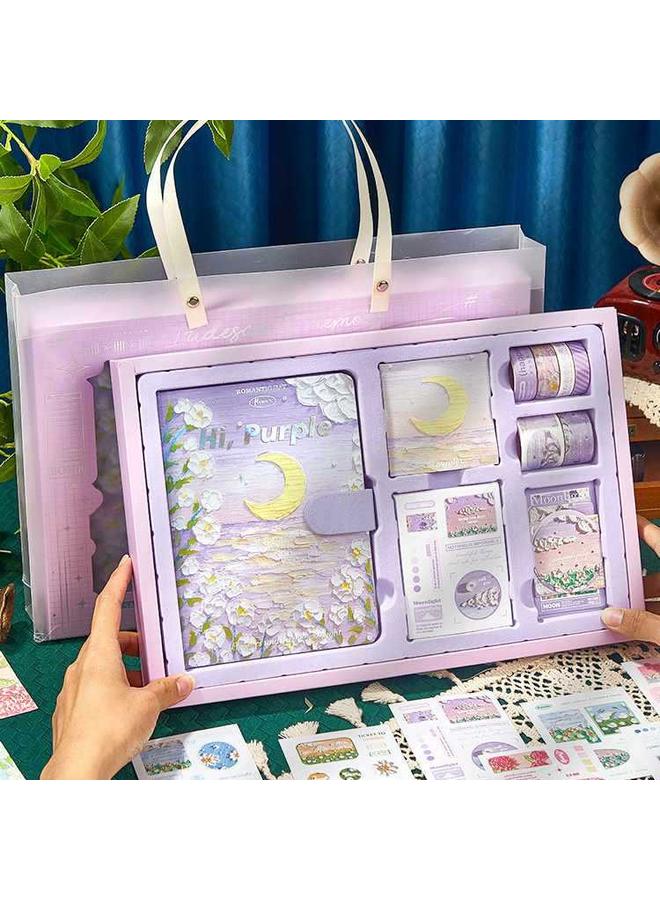 Bluejw Hand Account Book Gift Box Suit Customized Vintage Oil Painting Notebook Notebook Stationery Hand Account Book High Color Value Notebook - Image 4