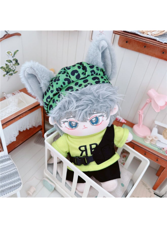 20cm Non-attribute Star Doll Humanoid Doll Plush Toy Gray Cub Cute Cotton Doll Nude Doll-Specifications:There Is A Skeleton 20cm-Color:Little Boy + Buck Tooth Rabbit - Image 5